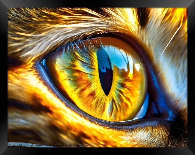 Macro shoot of a tabby domestic cat eye as ai Framed Print by Engin Sezer