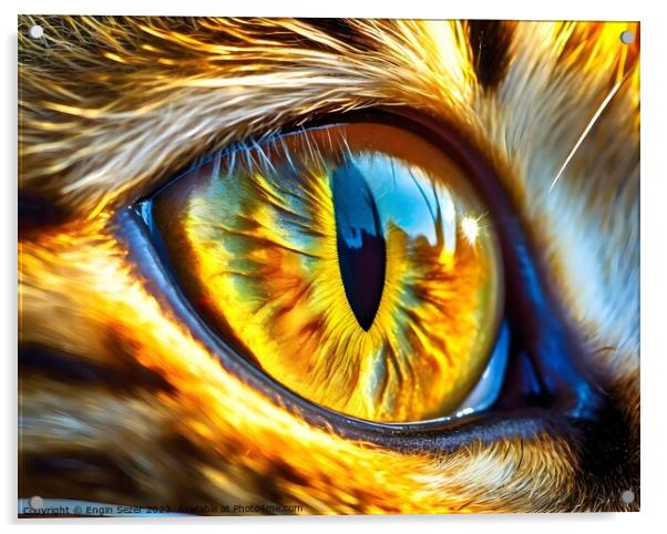 Macro shoot of a tabby domestic cat eye as ai Acrylic by Engin Sezer