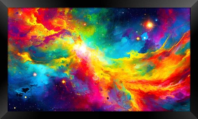 Colorful universe background ai Framed Print by Engin Sezer