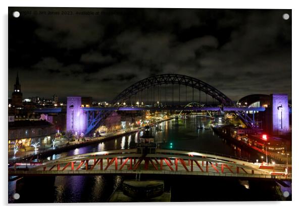 The River Tyne at Night (2) Acrylic by Jim Jones