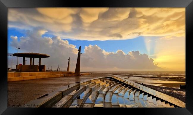 Cleveleys Beach Clouds Framed Print by Michele Davis