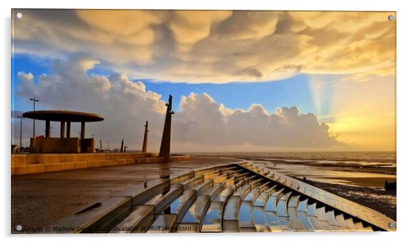 Cleveleys Beach Clouds Acrylic by Michele Davis