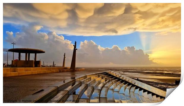 Cleveleys Beach Clouds Print by Michele Davis