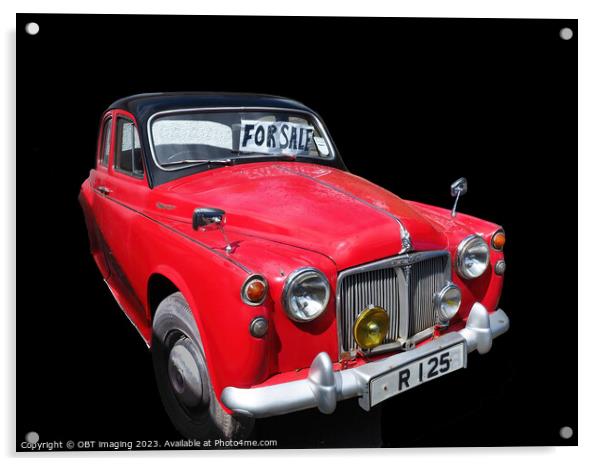 Rover 100 Classic Car "Old Red" British Rero Icon  Acrylic by OBT imaging