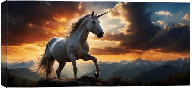 A stunning silhouette of a mythical unicorn Canvas Print by Guido Parmiggiani