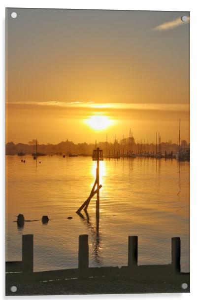 Sunrise over Brightlingsea Harbour  Acrylic by Tony lopez