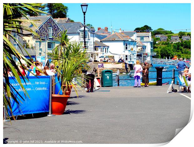 Fowey Quay, Cornwall. Print by john hill