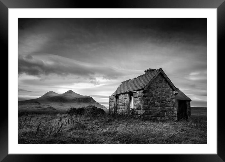 Elphin Bothy and Cul Mor Framed Mounted Print by Dave Bowman