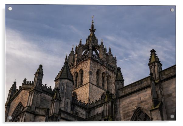 St Giles Cathedral Tower In Edinburgh Acrylic by Artur Bogacki