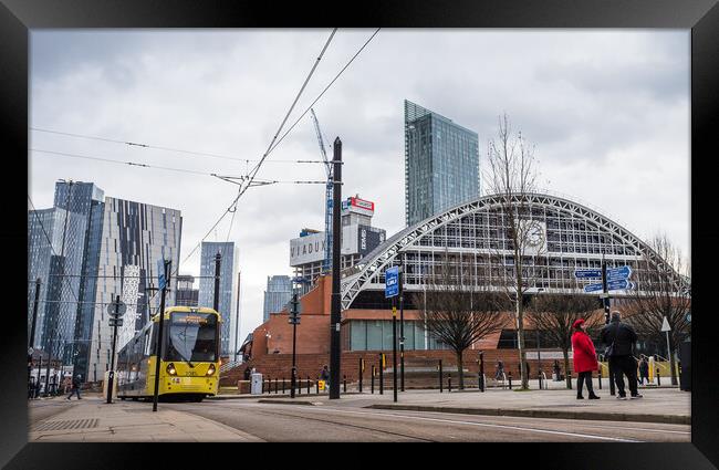 Tram passing Manchester Central Convention Complex Framed Print by Jason Wells
