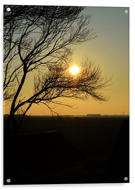 Lydd Airport Sunset Acrylic by Samantha Yore