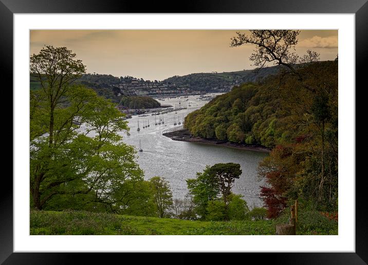 The River Dart at Dartmouth Devon UK with Kingswear in the distance.  Framed Mounted Print by John Gilham