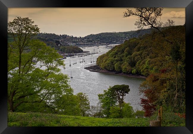 The River Dart at Dartmouth Devon UK with Kingswear in the distance.  Framed Print by John Gilham