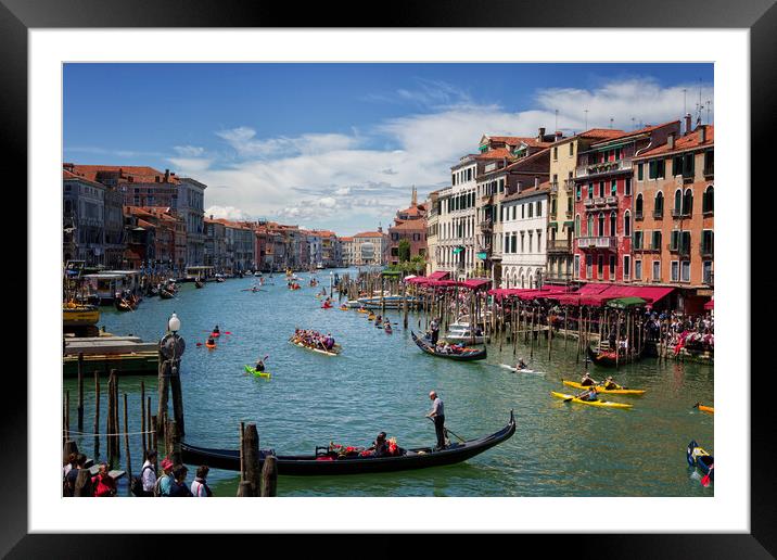 Gondolas and boats in Venice Italy Framed Mounted Print by John Gilham