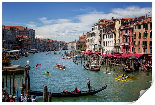 Gondolas and boats in Venice Italy Print by John Gilham