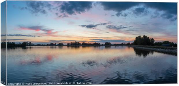 Sunset at Wilstone Nature Reserve Canvas Print by Mark Greenwood