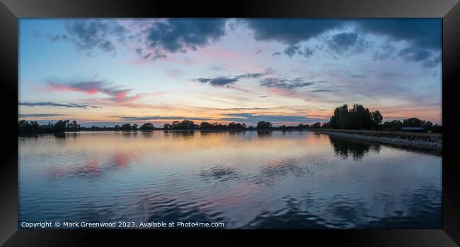 Sunset at Wilstone Nature Reserve Framed Print by Mark Greenwood