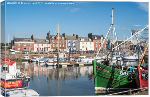 Boats moored in Arbroath harbour Canvas Print by Bryan Attewell