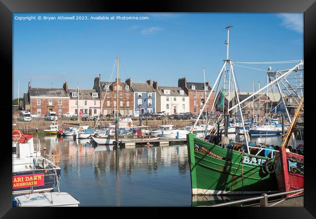 Boats moored in Arbroath harbour Framed Print by Bryan Attewell