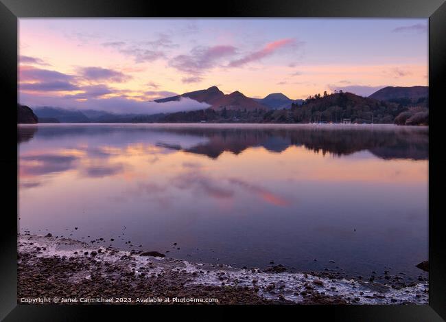 Warm Skies and Icy Shores Framed Print by Janet Carmichael