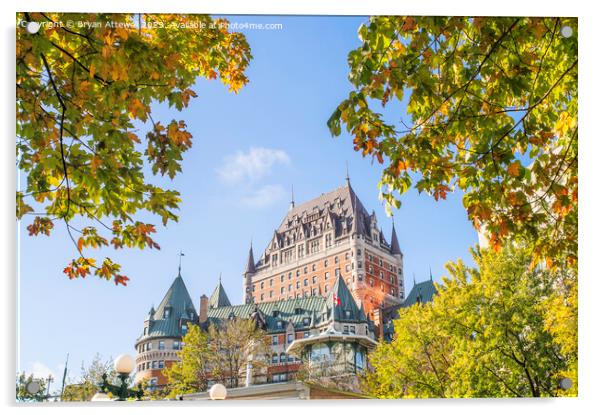 Château Frontenac in autumn   Acrylic by Bryan Attewell