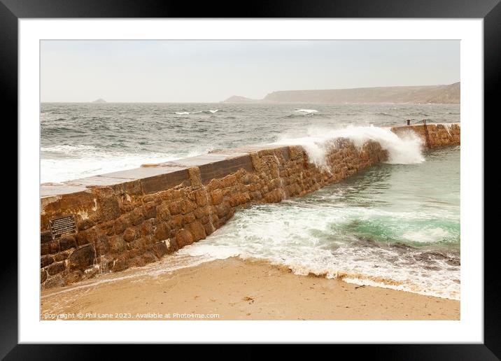 Breakwater at Sennen Cove Framed Mounted Print by Phil Lane