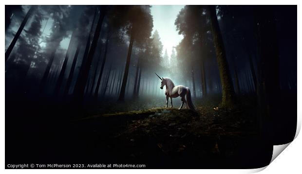 Unicorn in the Forest Print by Tom McPherson