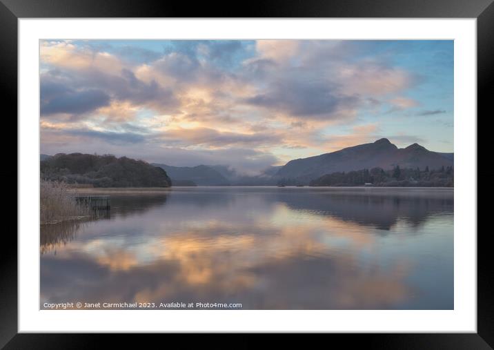 Glory Sunrise over Derwentwater Framed Mounted Print by Janet Carmichael