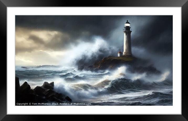 Sea storm on the Moray Firth. Framed Mounted Print by Tom McPherson
