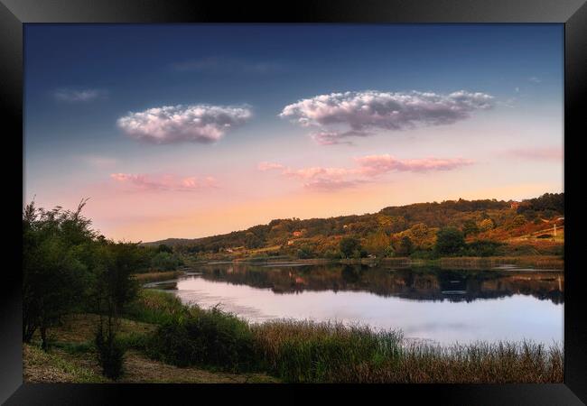 Small lake in the late afternoon Framed Print by Dejan Travica