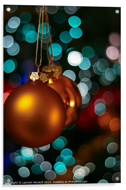 Gold Christmas bauble balls decoration ornament hanging from Chr Acrylic by Laurent Renault