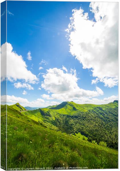 Vertical view from Puy Mary in summer. Photography taken in Fran Canvas Print by Laurent Renault