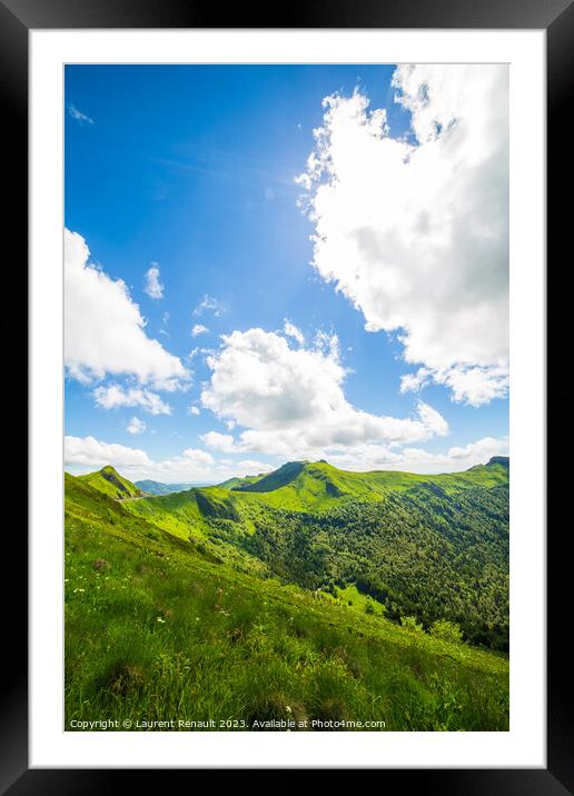 Vertical view from Puy Mary in summer. Photography taken in Fran Framed Mounted Print by Laurent Renault