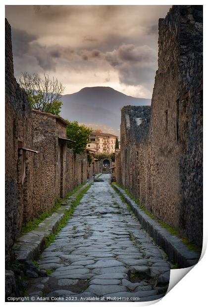 Pompei | Mount Vesuvius | Italy Print by Adam Cooke
