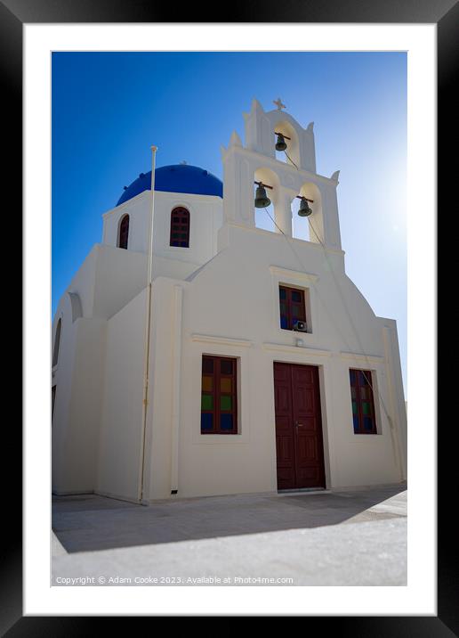 Church | Oia | Santorini | Greece Framed Mounted Print by Adam Cooke