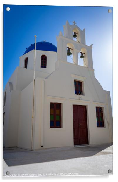 Church | Oia | Santorini | Greece Acrylic by Adam Cooke