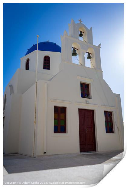 Church | Oia | Santorini | Greece Print by Adam Cooke