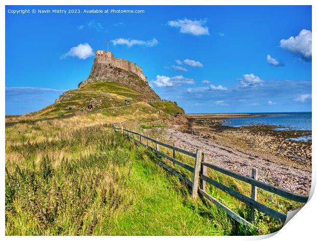 A view of Lindisfarne Castle Print by Navin Mistry