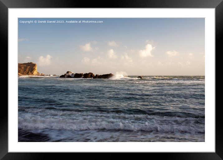 Crashing Waves at Man O'War Bay, Dorset Framed Mounted Print by Derek Daniel
