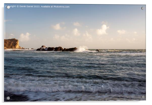 Crashing Waves at Man O'War Bay, Dorset Acrylic by Derek Daniel