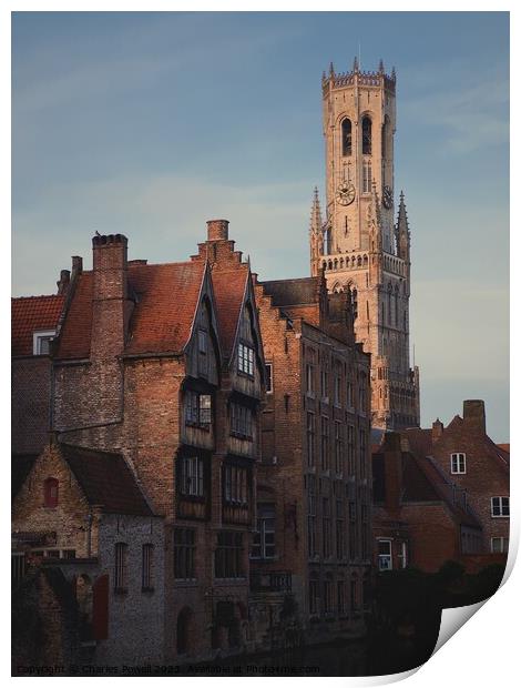 Bruges Belfort Print by Charles Powell