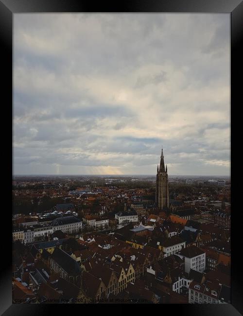 Bruges Skyline Framed Print by Charles Powell