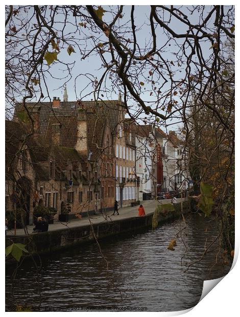 Bruges canals Print by Charles Powell