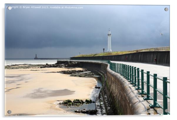 Roker lighthouses beach and pier Acrylic by Bryan Attewell