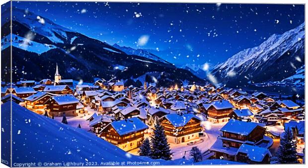 Alpine Christmas Village Canvas Print by Graham Lathbury