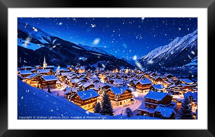 Alpine Christmas Village Framed Mounted Print by Graham Lathbury