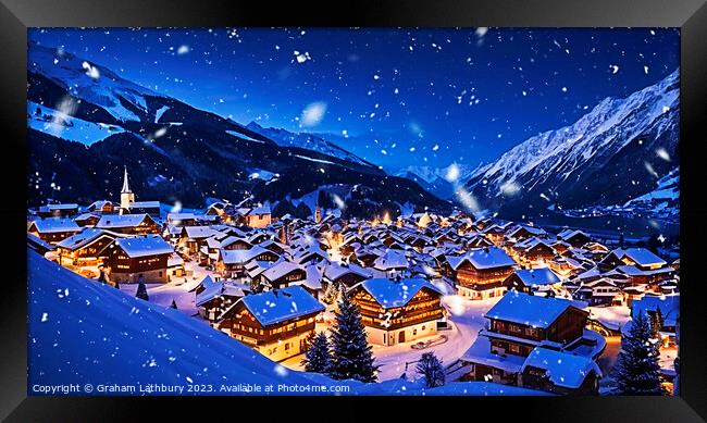 Alpine Christmas Village Framed Print by Graham Lathbury