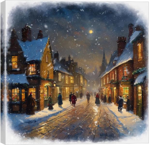 Dickensian Christmas Scene Canvas Print by Graham Lathbury