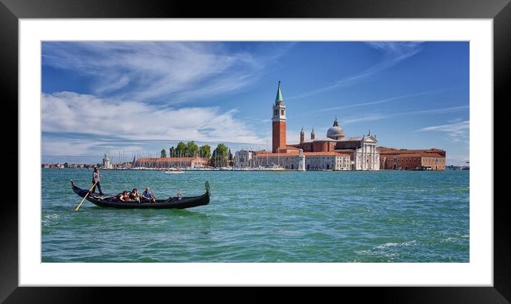 Gondola and Venice scene Framed Mounted Print by John Gilham