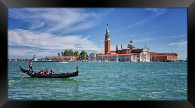 Gondola and Venice scene Framed Print by John Gilham